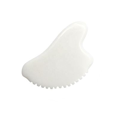 OEM Private Label Jade Blanc Gua Sha pierre de guérison artisanale Gua Sha grattage outils de massage du visage pour réduire les poches