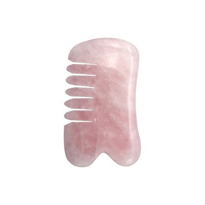 Fabrication artisanale à la main en rose naturel au quartz Gua Sha rasage de massage peigne de cheveux Guashsa pour les têtes Mode de massage n ° abkgs-030