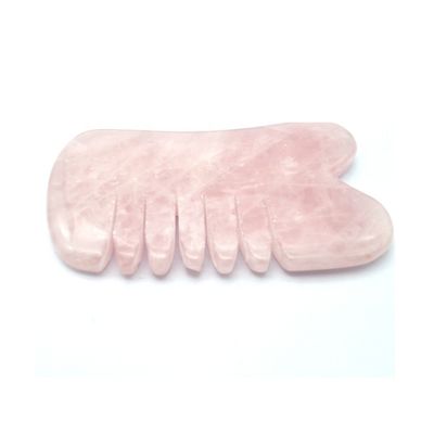 Fabrication artisanale à la main en rose naturel au quartz Gua Sha rasage de massage peigne de cheveux Guashsa pour les têtes Mode de massage n ° abkgs-030
