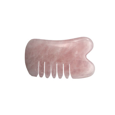 Fabrication artisanale à la main en rose naturel au quartz Gua Sha rasage de massage peigne de cheveux Guashsa pour les têtes Mode de massage n ° abkgs-030