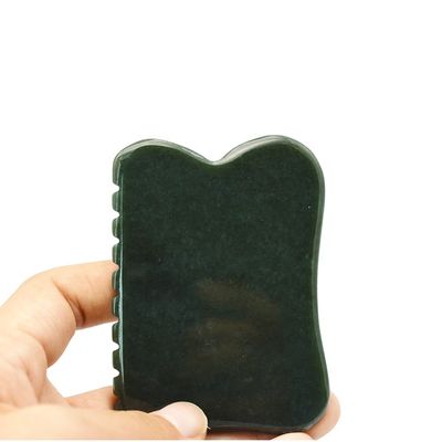 Outil de massage d'auto-assistance 200g Nephrite vert foncé naturel Plaque de pierre Gua Sha pour un massage corporel personnalisé