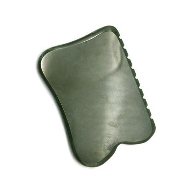 Outil de massage d'auto-assistance 200g Nephrite vert foncé naturel Plaque de pierre Gua Sha pour un massage corporel personnalisé