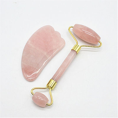 Massage du visage et soins de la peau Rose Quartz Gua Sha Set avec 90 mm de longueur