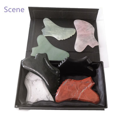 Pierre précieuse personnalisée Rose Quartz Jaspe rouge Howlite Guasha Jade Gua Sha Massage Facial Scraping Outil avec contrôle du temps