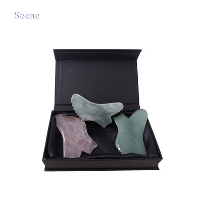 Pierre précieuse personnalisée Rose Quartz Jaspe rouge Howlite Guasha Jade Gua Sha Massage Facial Scraping Outil avec contrôle du temps