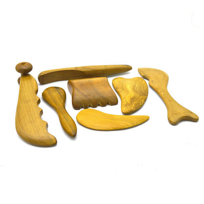 7 pièces-kit Boards de bois Guasha Message Roller Outils Beaux Bâtons d'acupuncture Pour la beauté