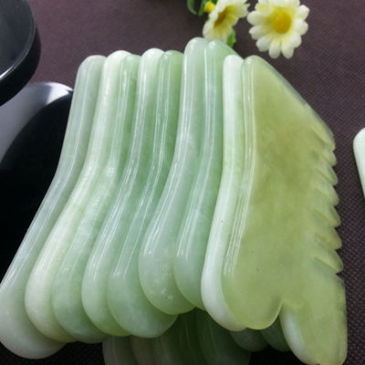 Peigne à cheveux portatif Abarke pierre de jade naturelle Gua Sha Massage du visage Peigne à cheveux avec six dents Massageur de tête