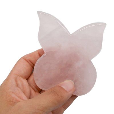 Instrument de beauté personnelle 90 mm Groupe de Guasha papillon rose avec pierre précieuse Rose Quartz Gua Sha