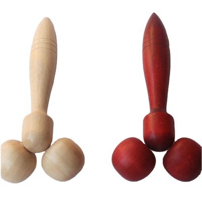 Reflexologie Tête-Récupère-Therapie Outil SPA avec masseur facial en bois multifonctionnel et fonction musicale Rouge ou jaune