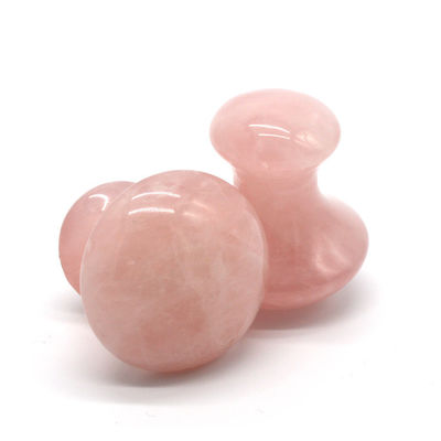MM Taille Rose Quartz Pierre de massage en forme de champignon chaud Kit de massage en pierre pour Spa et beauté OEM