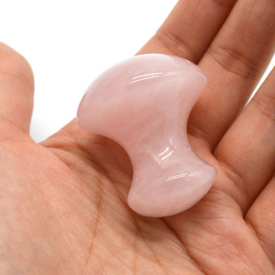 MM Taille Rose Quartz Pierre de massage en forme de champignon chaud Kit de massage en pierre pour Spa et beauté OEM