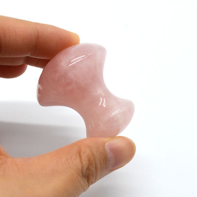MM Taille Rose Quartz Pierre de massage en forme de champignon chaud Kit de massage en pierre pour Spa et beauté OEM