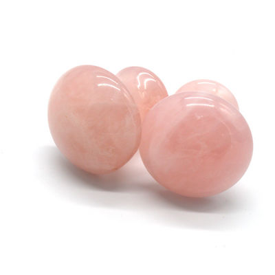 MM Taille Rose Quartz Pierre de massage en forme de champignon chaud Kit de massage en pierre pour Spa et beauté OEM