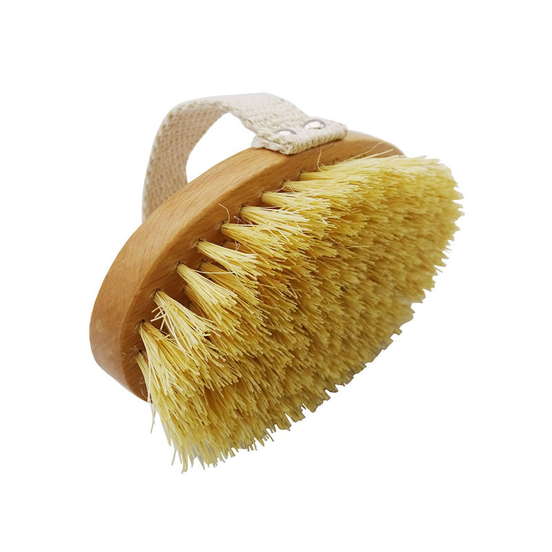 Fonction de massage Jaune Corps sec et humide Brosse à poils doux Exfoliation naturelle Peau morte Cellulite lisse ralentir le vieillissement Stimuler la lymphe et le flux sanguin