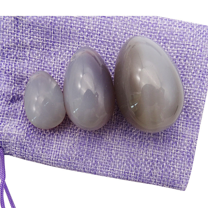 Art populaire poli Agate grise pierre oeufs Yoni Ensemble d'oeufs pour femmes Kegel style poli