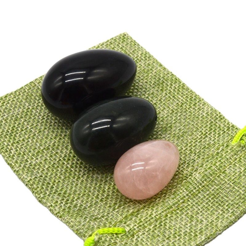 Caractéristique régionale Nephrite d'obsidienne sculptée Rose quartz Jade naturel œufs poli Yoni œufs pierre précieuse