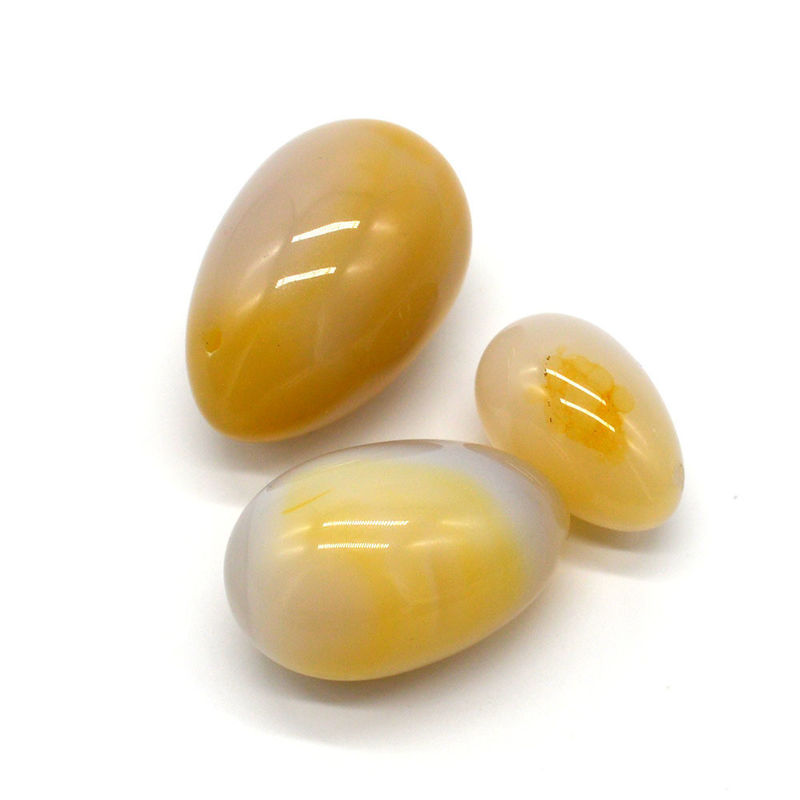 Gravure d'œufs de pierre naturelle d'agate perforé exercice vaginal d'œufs de jade 45*30mm/40*25mm/30*20mm