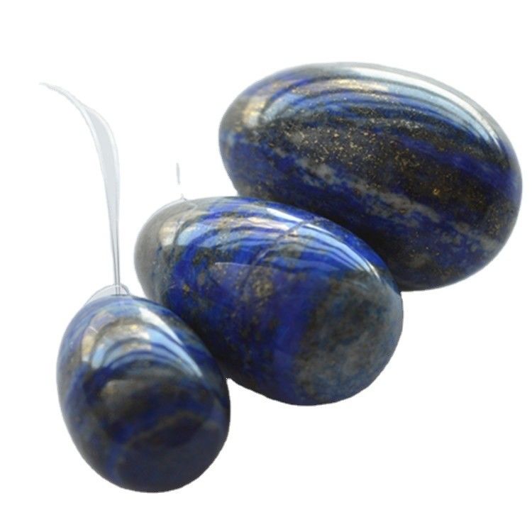 Ensemble de 3 oeufs de pierre Lapis Lazuli oeufs d'exercice Kegel naturels pierre précieuse Jade Yoni oeufs percés ou non percés 3 tailles faites