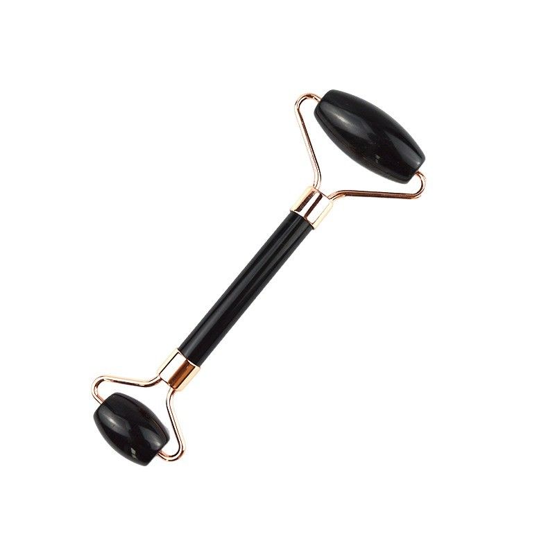 100% pierre précieuse naturelle Obsidian noir Jade Facial Masseur à rouleaux Guasha Masseur Facial Gua Sha Masseurs de beauté Outils de soin de la peau