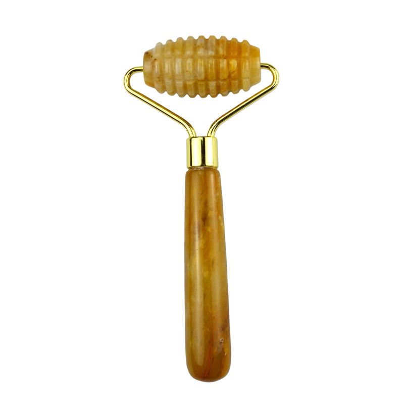 Massageur de visage Jade jaune Roller de jade de pierre précieuse sur mesure pour le massage du visage et du cou