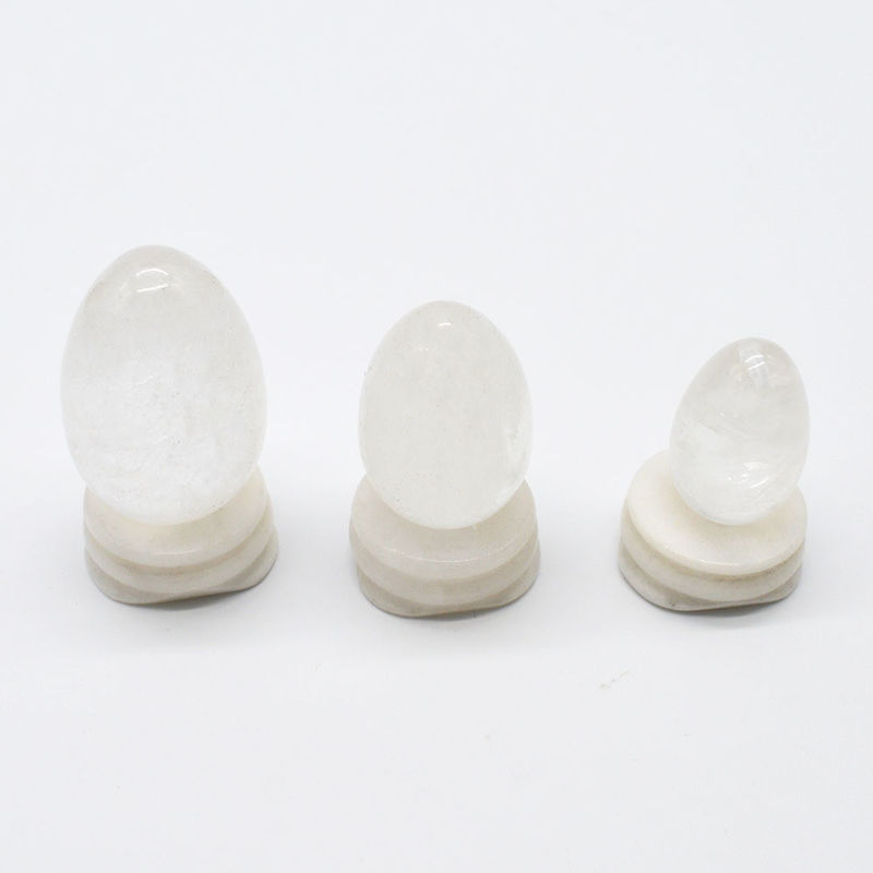 Technique Polie cristalline claire Quartz Yoni œufs clairs Blanc Sacré pierre précieuse œufs de Kegel pour améliorer la santé pelvienne