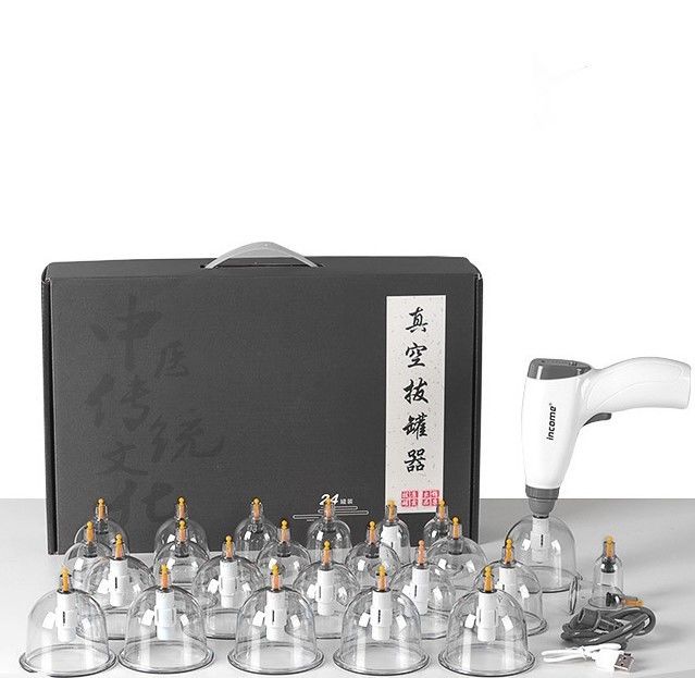 Outils de massage traditionnels chinois 24 pièces tasses anti-cellulite électrique Cupping Set Vacuum Gua Sha Cupping Thérapie avec tube d'extension de pompe pistolet