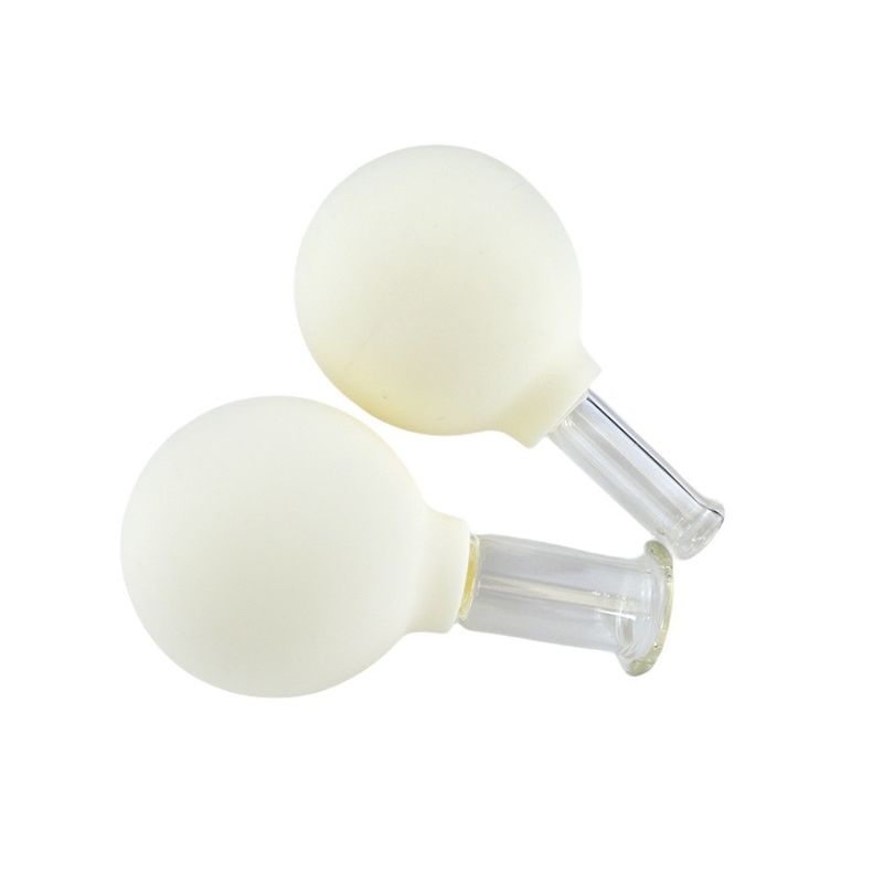 2023 Arrivées 2 pièces de verre silicone Coupe Set Massage Vacuum Suction Coupe pour le visage par caoutchouc et le marteau de massage