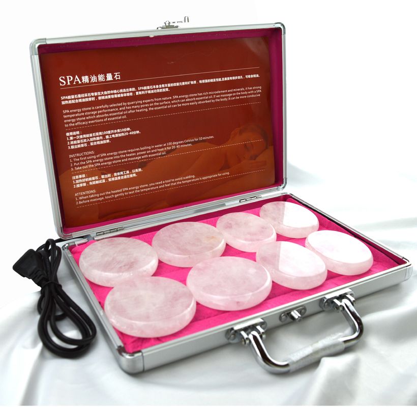 Massage corporel pierre de quartz claire Gua Sha 8pcs Guasha ensemble avec boîte de chauffage Massage thermique pierres énergétiques