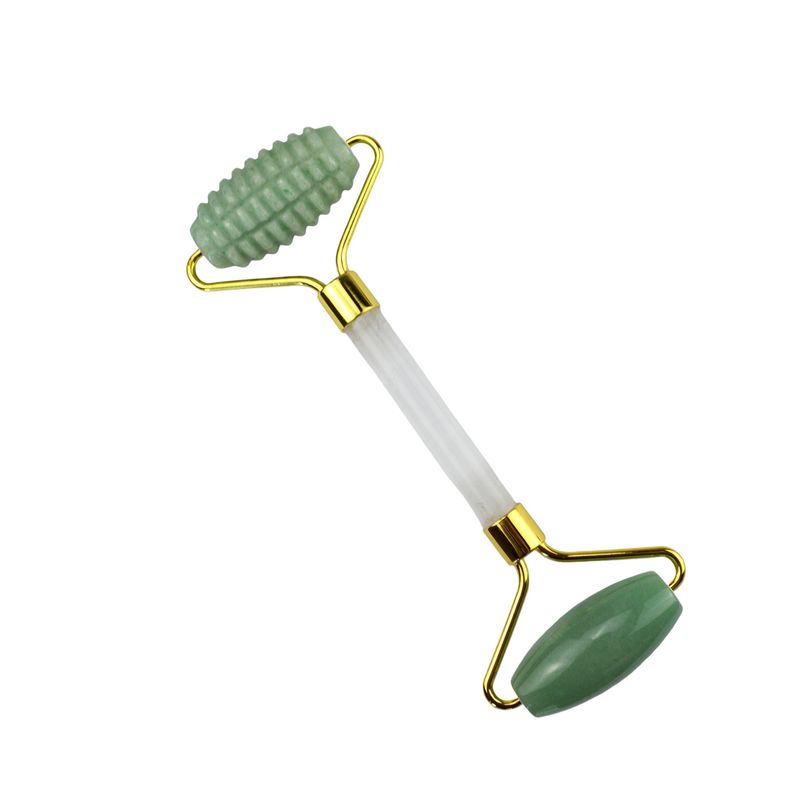 Logo personnalisé Verte Aventurine Facial Jade Roller Gua Sha Outils Massageur à poignée de cristal pour le massage du visage, des yeux et du cou en 2024