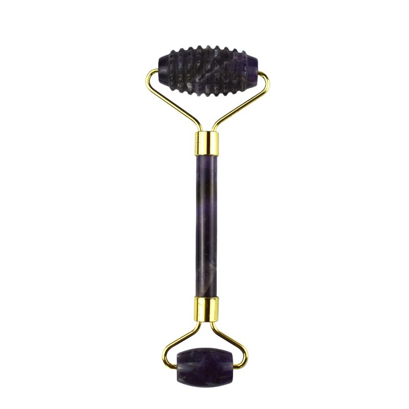 Équipement de massage du visage Améthyste violet Gua Sha Jade Roller pour le cou Roller Guasha Outil de massage personnalisé dans boîte d'emballage