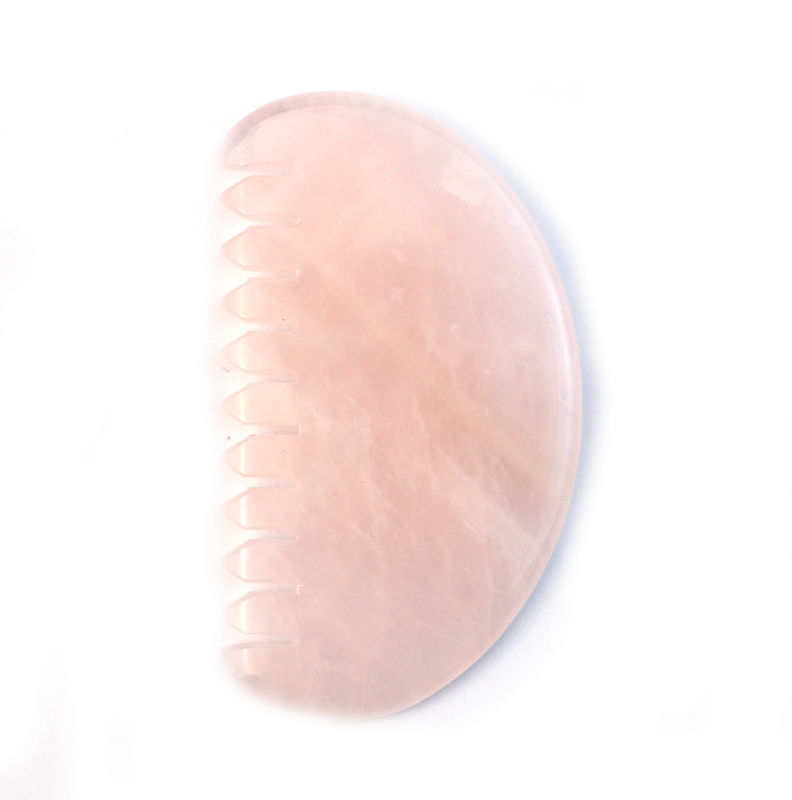 Massage du visage naturel rose quartz peigne de cheveux de jade Gua Sha Outils de massage du cuir chevelu de jade pour la massothérapie de la tête soulager la tension du cuir chevelu