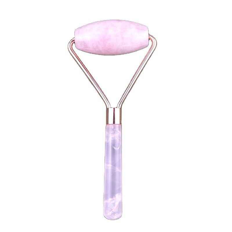 Rouleau de massage pour le visage en quartz rose naturel Rouleau de massage pour le visage en jade pour le visage