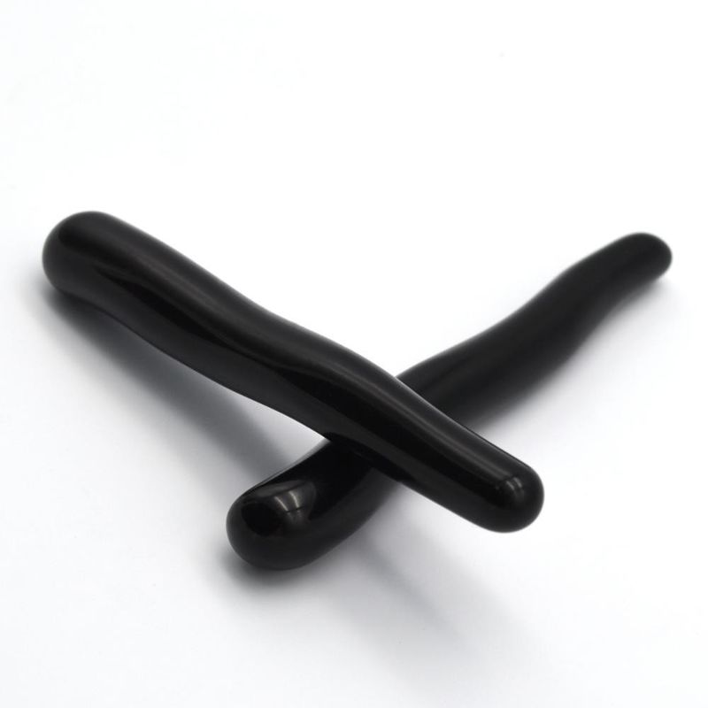 Naturelle pierre précieuse Yoni baguettes de guérison Obsidian noir baguette de massage courbe pour les femmes de guérison de cristal