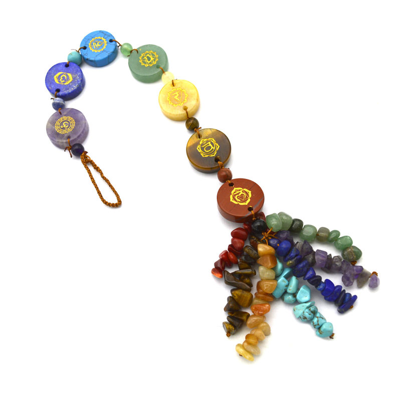 7 pierres de chakra guérisseur cristal de palme pierre de poche Reiki Balanceur pendentif pour l'équilibre et l'harmonie