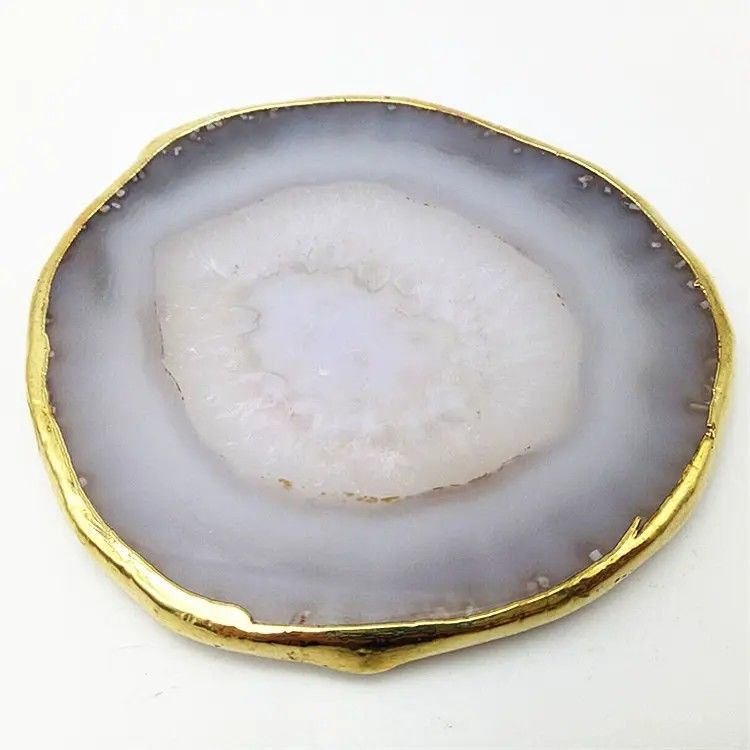 Caractéristique régionale Agate Coaster Graines grises tranches polies cristallines pierre précieuse naturelle pot de fleurs gravure art populaire sculpté