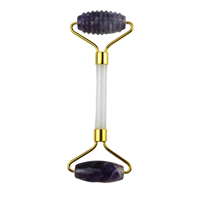 Outil de massage du visage contre les rides Améthyste naturel Guasha Roller avec pierre de jade sans bruit