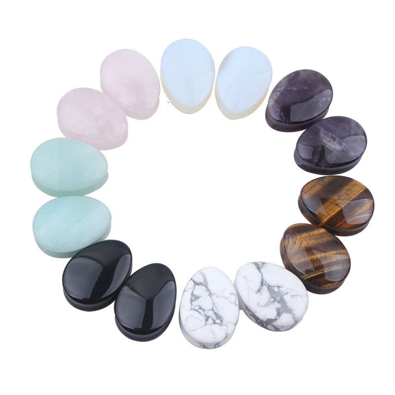 Pierre Auriculaire Expansion de l'oreille Pug Piercing Body Bijoux de pierre de jade en cristal naturel Pierre populaire OEM ODM Agate