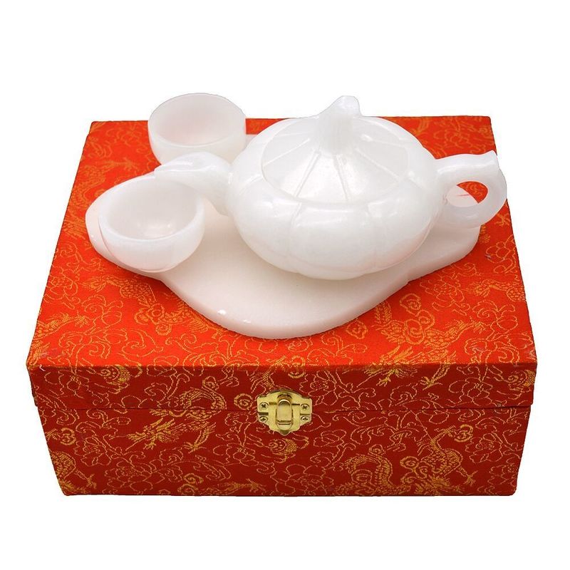 Artisanat de sculpture de haut de thé en jade blanc poli dans le style chinois pour la décoration de la maison de haute classe