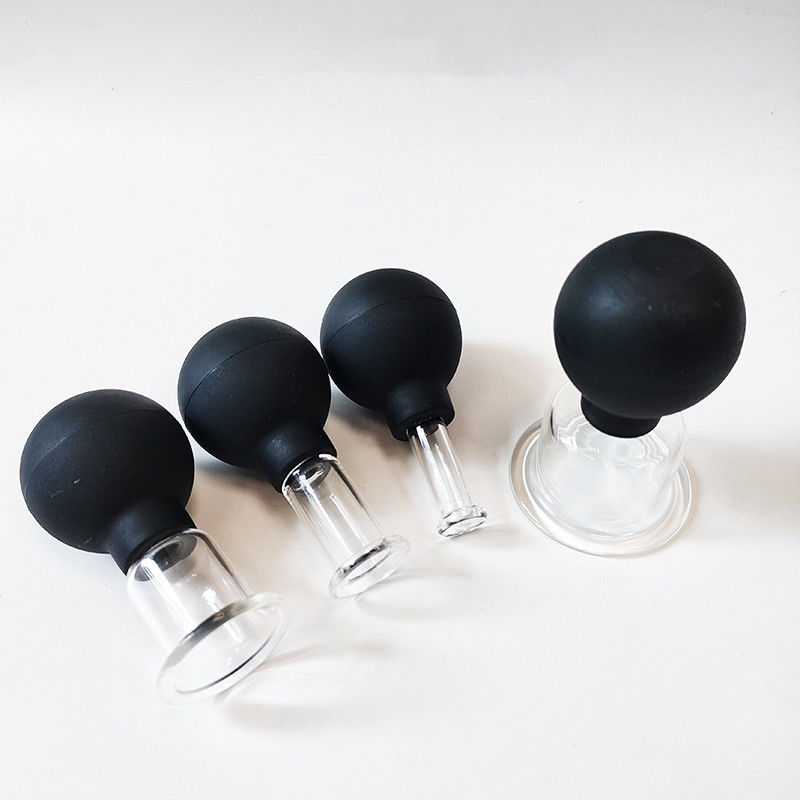 Ensemble de 4 tasses de thérapie médicale Verres à vide en silicone pour anti-cellulite et massage du visage