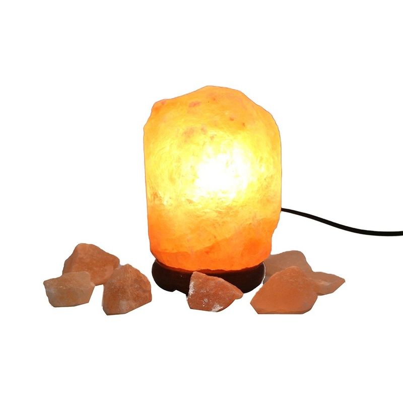 USB personnalisable lampe à sel de base en bois massif de l'Himalaya avec cristal sculpté et type de sculpture en cristal