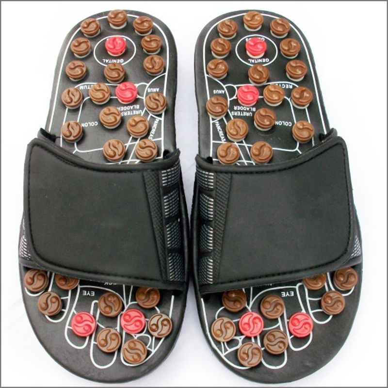 2020 Pierre de jade soins de santé guérison chaussures d'acupuncture massage en cuir authentique pantoufles pour chaussures massage des pieds naturel