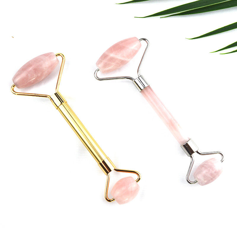 Masseur facial en résine rose quartz équipement de massage facial en rouleaux de jade pour le vieillissement et le rajeunissement de la peau