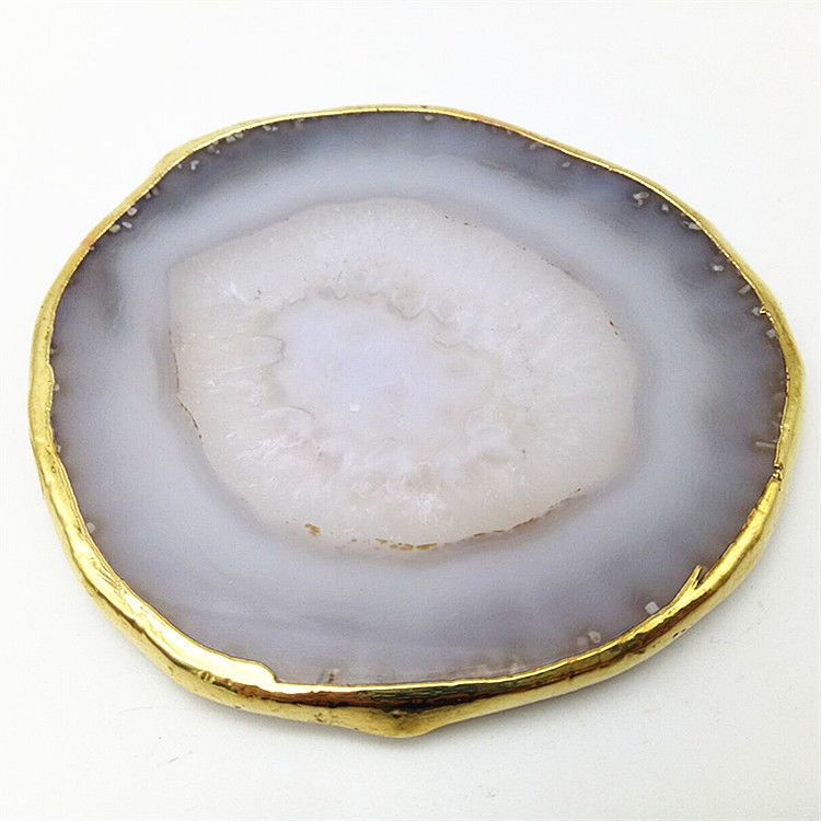 Caractéristique régionale Agate Coaster Graines grises tranches polies Cristal naturel pierre précieuse pot de fleurs Gravure Art populaire sculpté sculpté