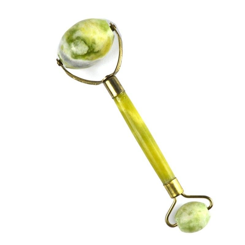 Logo personnalisé disponibled 100% naturel Xiuyan Jade Face Guasha Roller vert Jade Facial Gua Sha Massager Pierre soins de la peau