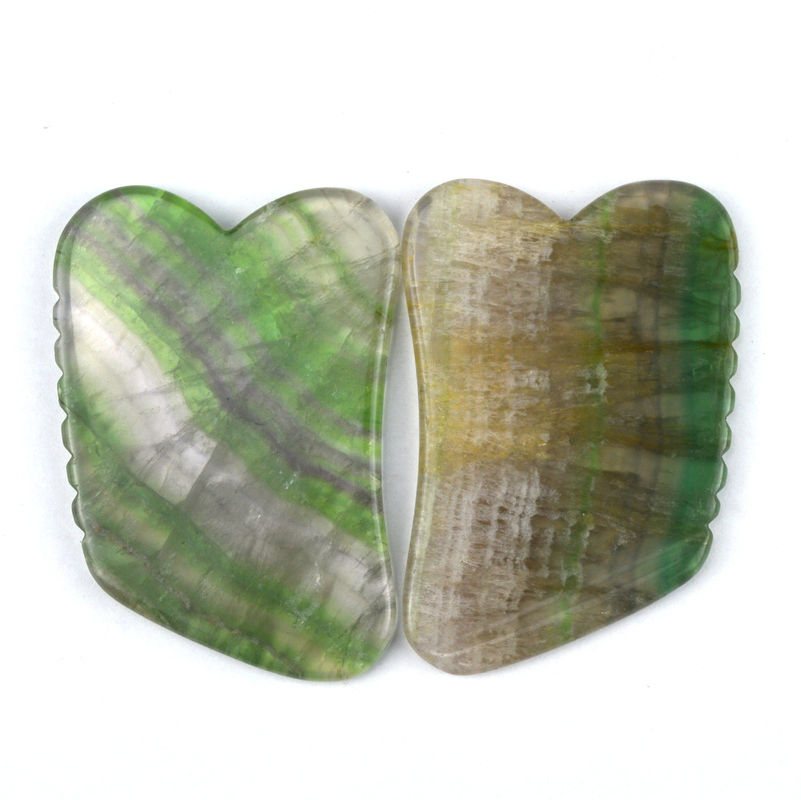 Massage pierre soins de la peau arc-en-ciel Fluorite naturel Gua Sha planche pour le massage du cuir chevelu et du visage