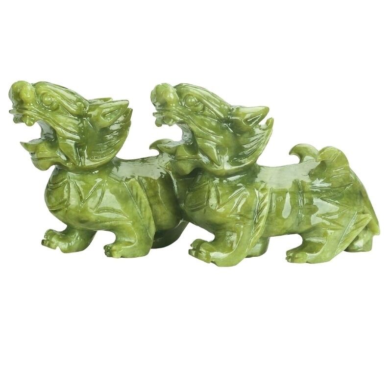 Caractéristique régionale Paire de jade naturel Pixiu Bureau intérieur Feng Shui Jade sculpture artisanat Jade ornements Feng Shui Pixiu