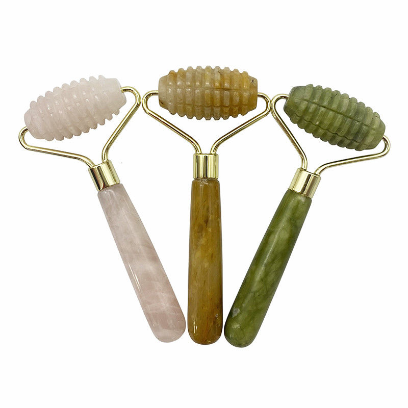 Massage du visage à tête unique avec rouleau de jade pour la beauté du visage anti-âge avec pierre de jade naturelle à 100% et logo personnalisé