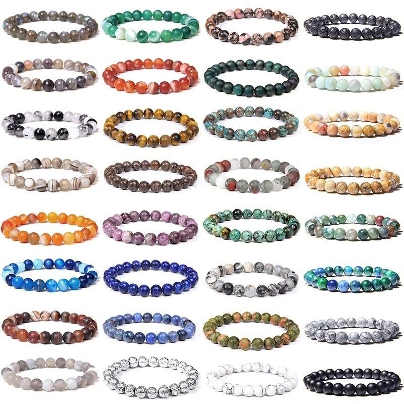 Bracelet de perles de jade naturel pour femmes Améthyste Cristal Quartz Aquamarin Émeraude Bijoux Agate Bracelet élastique pour hommes