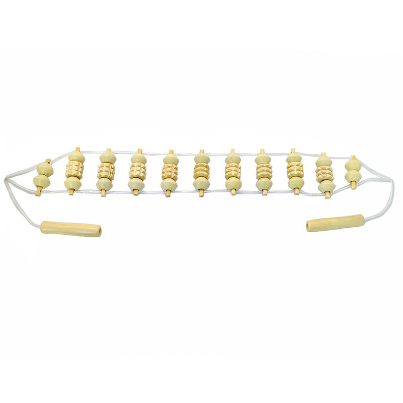 Délivrance de la douleur du corps entier Point de déclenchement Massage du dos en bois fait à la main Outil à rouleaux Gua Sha avec rouleau de massage en bois et corde