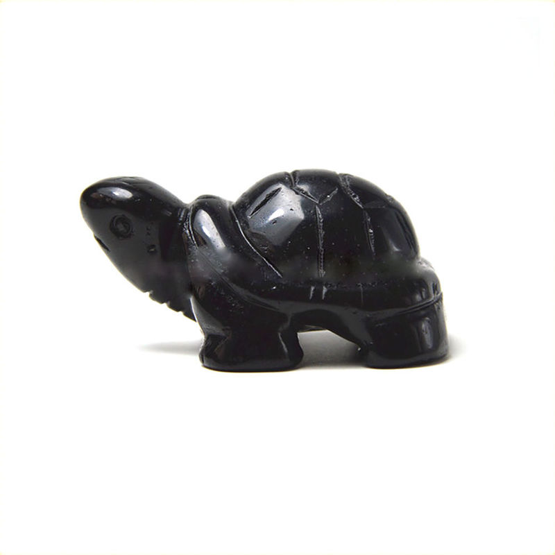 pierre précieuse obsidienne noire tortue sculpté animal de pierre pour l'amour décorations thématiques